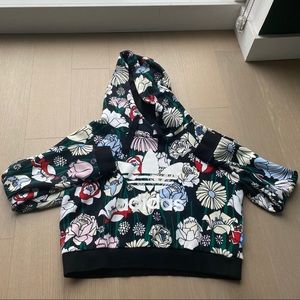 Adidas Floral Cropped Hoodie